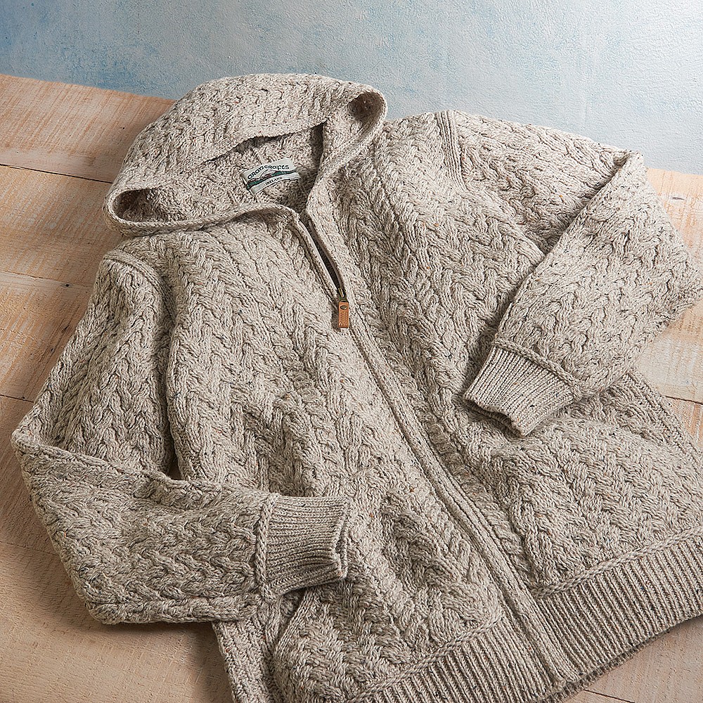 hooded wool cardigan