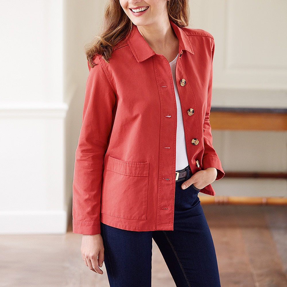 red cotton jacket women's