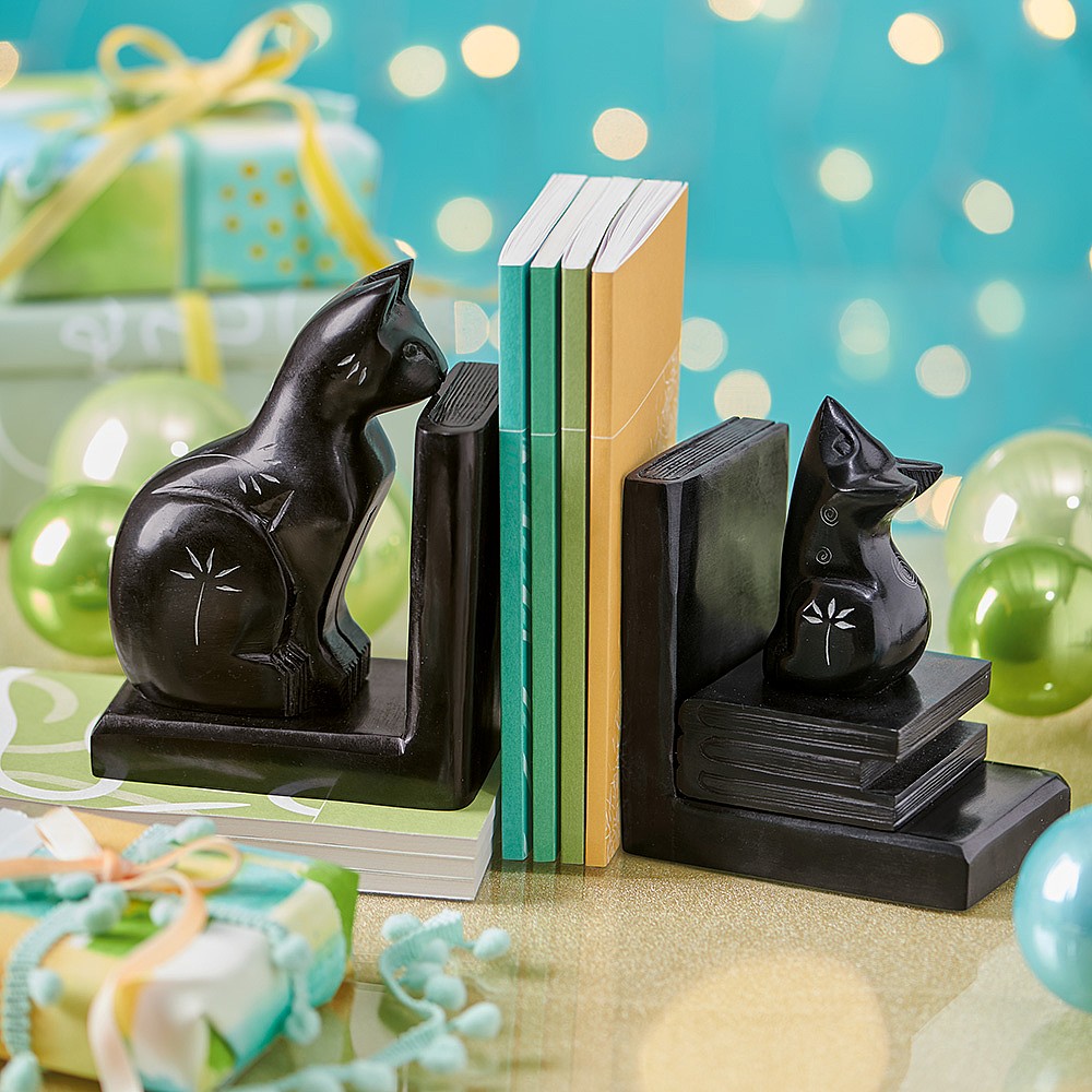 Black hotsell cat bookends