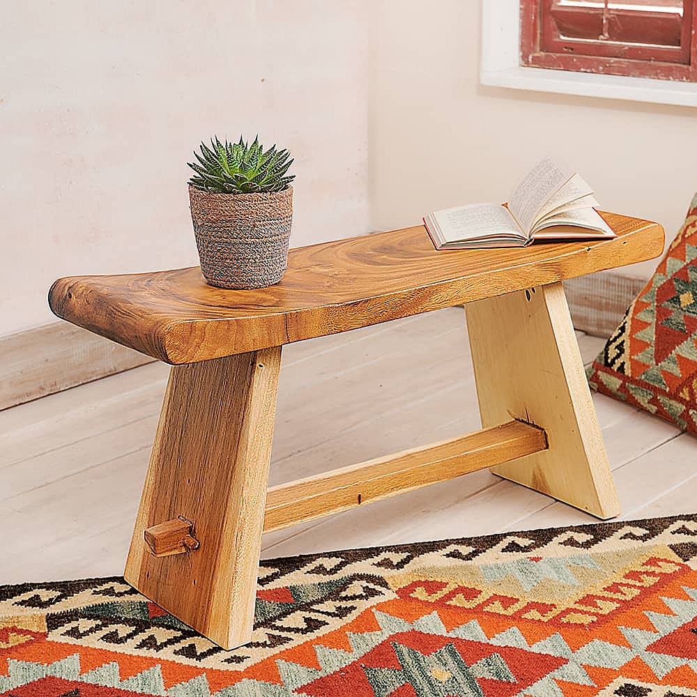 Double wooden clearance bench