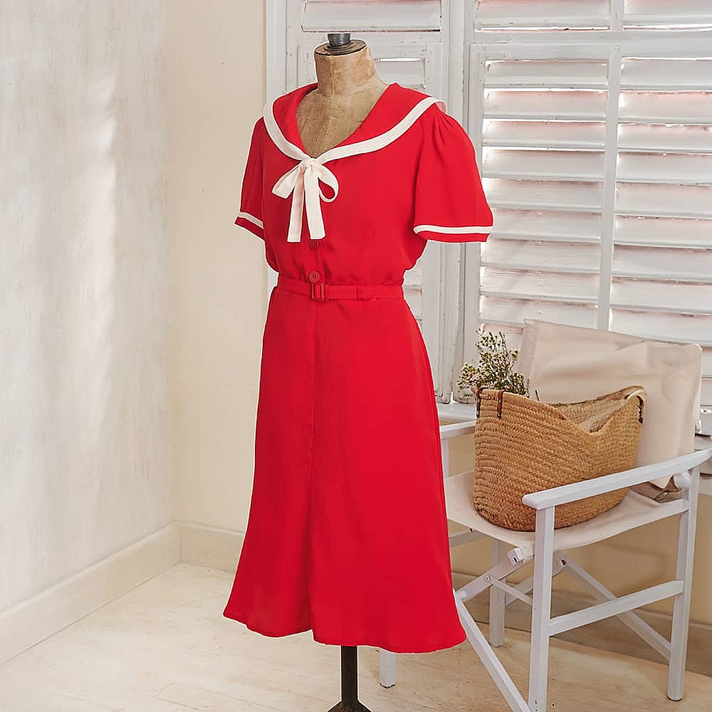 Red and deals white tea dress