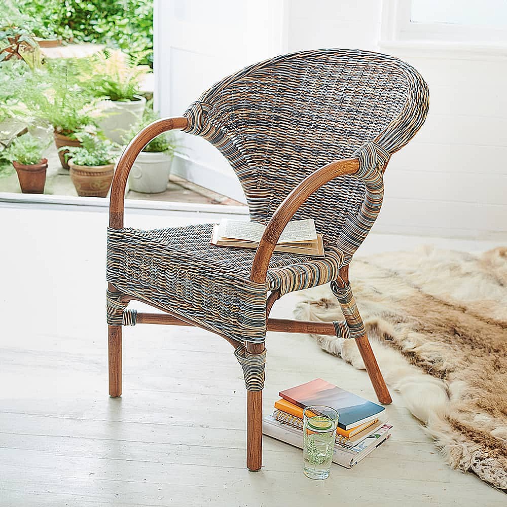 Lindesnes Blue Brown Cream Rattan Chair Culture Vulture