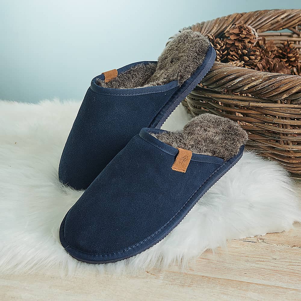 Killin Blue Suede Sheepskin Slippers Culture Vulture